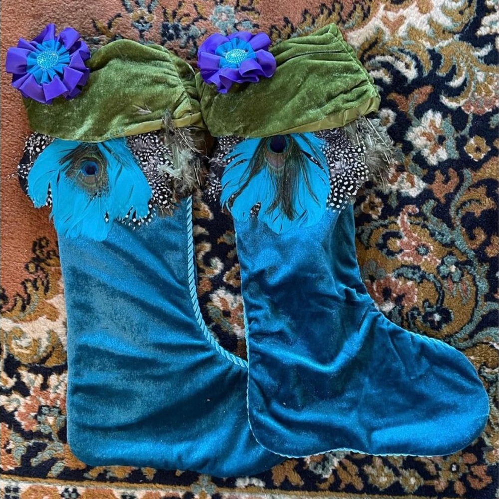 Peacock Christmas stockings x2
